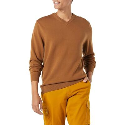 Amazon Herren V-Ausschnitt Pullover aus Baumwolle, Normale Passform, Toffee Braun, XL Amazon Herren V-Ausschnitt Pullover aus Baumwolle, Normale Passform, Toffee Braun, XL