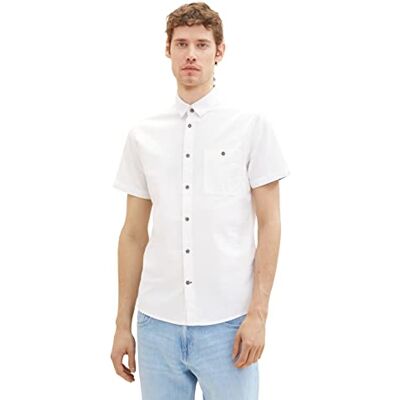 TOM TAILOR Herren 1038457 Kurzarm-Hemd mit Brusttasche, 20000-White, 3XL TOM TAILOR Herren 1038457 Kurzarm-Hemd mit Brusttasche, 20000-White, 3XL