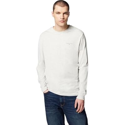 Tommy Jeans Herren Langarmshirt Slim Chest Linear aus Baumwolle, Grau (Lt Grey Htr), M Tommy Jeans Herren Langarmshirt Slim Chest Linear aus Baumwolle, Grau (Lt Grey Htr), M