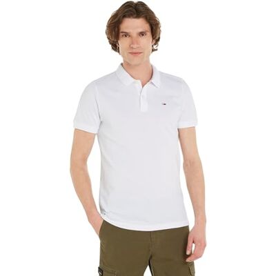 Tommy Jeans Herren Poloshirt Kurzarm Slim Fit, Weiß (White), 5XL Tommy Jeans Herren Poloshirt Kurzarm Slim Fit, Weiß (White), 5XL