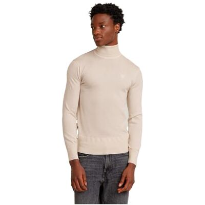 G-STAR Herren Premium Core Turtle Knitted Sweater, Weiß (Whitebait D25177-D847-1603), L G-STAR Herren Premium Core Turtle Knitted Sweater, Weiß (Whitebait D25177-D847-1603), L
