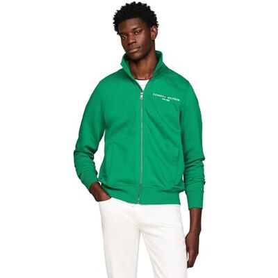 Tommy Hilfiger Herren Strickjacke Cardigan mit Reißverschluss Tommy Logo Zipper, Grün (Olympic Green), XS Tommy Hilfiger Herren Strickjacke Cardigan mit Reißverschluss Tommy Logo Zipper, Grün (Olympic Green), XS