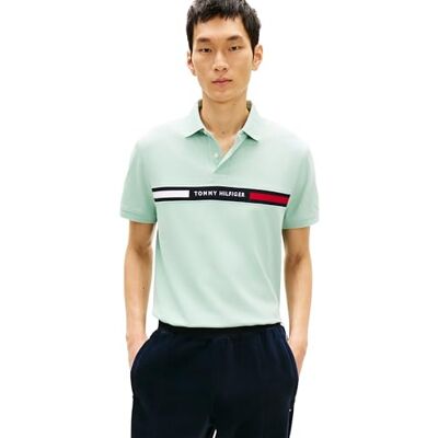 Tommy Hilfiger Herren Poloshirt Kurzarm Chest Insert Regular Fit, Grün (Crushed Mint), S Tommy Hilfiger Herren Poloshirt Kurzarm Chest Insert Regular Fit, Grün (Crushed Mint), S