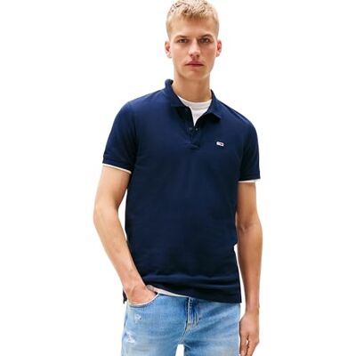 Tommy Jeans Herren Poloshirt Kurzarm Slim Placket Slim Fit, Blau (Dark Night Navy), XXL Tommy Jeans Herren Poloshirt Kurzarm Slim Placket Slim Fit, Blau (Dark Night Navy), XXL