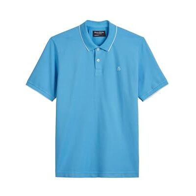 Marc O' Polo Herren Kurzarm-Poloshirt mit Stretch-Anteil Regular Fit, Blau (Azure Blue), S Marc O' Polo Herren Kurzarm-Poloshirt mit Stretch-Anteil Regular Fit, Blau (Azure Blue), S