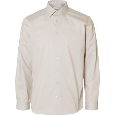 SELECTED MEN Herren Slhslim-Performance Shirt Ls Noos, Sand, L SELECTED MEN Herren Slhslim-Performance Shirt Ls Noos, Sand, L