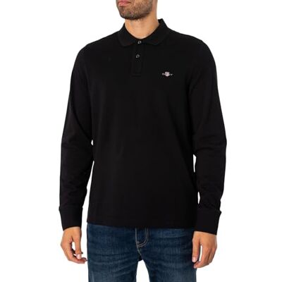 GANT Herren REG Shield LS Pique Rugger Polohemd, Black, Standard GANT Herren REG Shield LS Pique Rugger Polohemd, Black, Standard