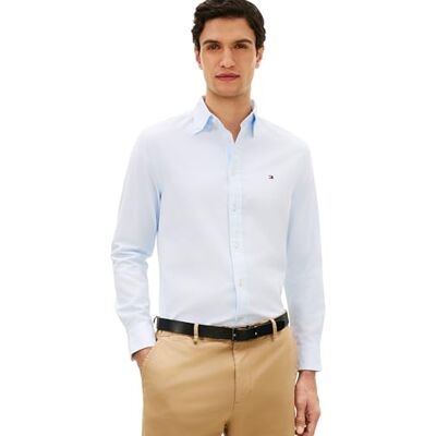 Tommy Hilfiger Herren Hemd Flex Dobby aus Baumwolle, Blau (Sweet Blue), L Tommy Hilfiger Herren Hemd Flex Dobby aus Baumwolle, Blau (Sweet Blue), L