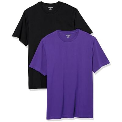 Amazon Herren-T-Shirt, Normale Passform, kurzärmelig, Rundhalsausschnitt, 2er-Pack, Schwarz/Dunkelviolett, Large Amazon Herren-T-Shirt, Normale Passform, kurzärmelig, Rundhalsausschnitt, 2er-Pack, Schwarz/Dunkelviolett, Large
