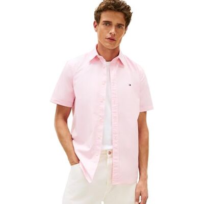 Tommy Hilfiger Herren Hemd Flex Poplin Houndstooth aus Baumwolle, Rosa (Classic Pink/Check), L Tommy Hilfiger Herren Hemd Flex Poplin Houndstooth aus Baumwolle, Rosa (Classic Pink/Check), L
