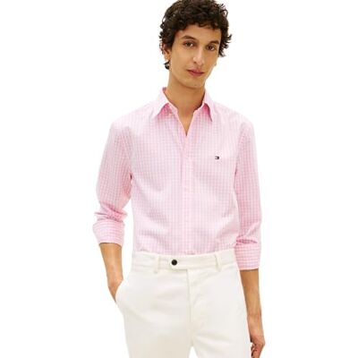 Tommy Hilfiger Herren Hemd Flex Poplin Gingham Shirt mit Karos, Rosa (Classic Pink/Check), L Tommy Hilfiger Herren Hemd Flex Poplin Gingham Shirt mit Karos, Rosa (Classic Pink/Check), L
