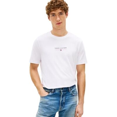 Tommy Hilfiger Herren T-Shirt Kurzarm Brand Love Lockup aus Baumwolle, Weiß (White), L Tommy Hilfiger Herren T-Shirt Kurzarm Brand Love Lockup aus Baumwolle, Weiß (White), L