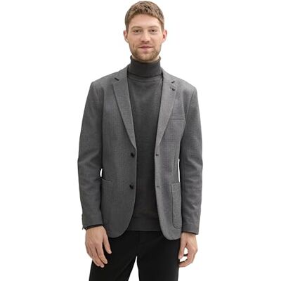 TOM TAILOR Herren Piqué Sakko mit Stretch-Anteil, 35951 Black White Birds Eye, 48 TOM TAILOR Herren Piqué Sakko mit Stretch-Anteil, 35951 Black White Birds Eye, 48