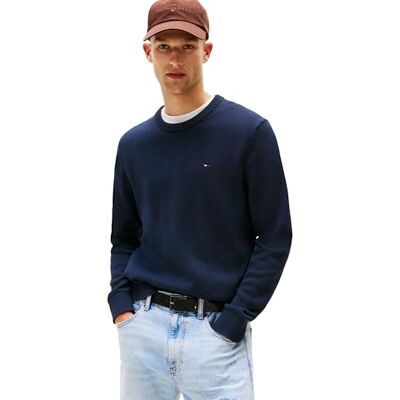 Tommy Jeans Herren Pullover Sweater Slim Fit, Blau (Dark Night Navy), XS Tommy Jeans Herren Pullover Sweater Slim Fit, Blau (Dark Night Navy), XS