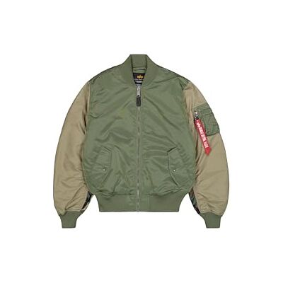 Alpha Herren MA-1 Camo Back Embroidery Bomberjacke, Sage-Green, M Alpha Herren MA-1 Camo Back Embroidery Bomberjacke, Sage-Green, M