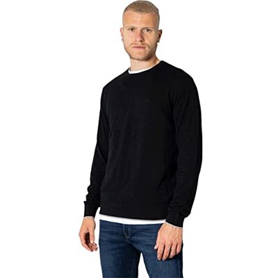 Armani Exchange Herren Crew Neck, Front Embroidered sur Ton Logo Pullover, Black, M Armani Exchange Herren Crew Neck, Front Embroidered sur Ton Logo Pullover, Black, M