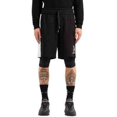Armani Exchange Herren Cotton French Terry Sweatshort with Stacked Ax Logo Shorts, Black/Off White, S EU Armani Exchange Herren Cotton French Terry Sweatshort with Stacked Ax Logo Shorts, Black/Off White, S EU