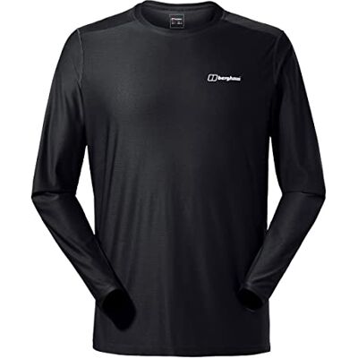 Berghaus Herren 24/7 Langärmeliges Baselayer-Funktions-T-Shirt mit Rundhalsausschnitt T-Shirt, Schwarz/Schwarz, XS Berghaus Herren 24/7 Langärmeliges Baselayer-Funktions-T-Shirt mit Rundhalsausschnitt T-Shirt, Schwarz/Schwarz, XS