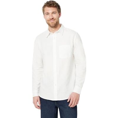 Amazon Herren Langärmeliges Hemd aus Leinenmischgewebe, normale Passform, Weiß, M Amazon Herren Langärmeliges Hemd aus Leinenmischgewebe, normale Passform, Weiß, M