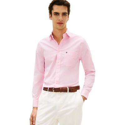 Tommy Hilfiger Herren Hemd Light Oxford Solid mit Stretch, Rosa (Rose Petal), L Tommy Hilfiger Herren Hemd Light Oxford Solid mit Stretch, Rosa (Rose Petal), L