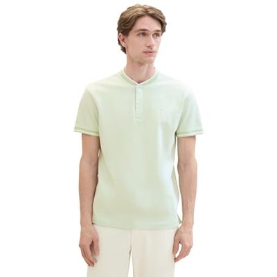 TOM TAILOR Herren Basic Piqué Poloshirt mit Stehkragen, Tender sea Green Two Tone, L TOM TAILOR Herren Basic Piqué Poloshirt mit Stehkragen, Tender sea Green Two Tone, L