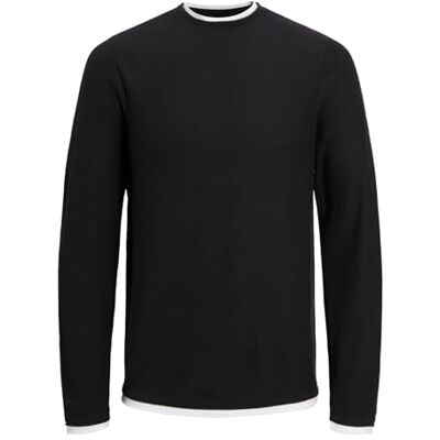 JACK & JONES Herren Jjtwinn Knit Crew Neck Strickpullover, Schwarz, S JACK & JONES Herren Jjtwinn Knit Crew Neck Strickpullover, Schwarz, S