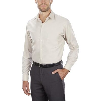Van Heusen Herren große Kleiderhemd, hohe Passform, Popeline Klassisches Hemd, Stein, 46 cm Hals 89 cm-91 cm Ärmel Van Heusen Herren große Kleiderhemd, hohe Passform, Popeline Klassisches Hemd, Stein, 46 cm Hals 89 cm-91 cm Ärmel