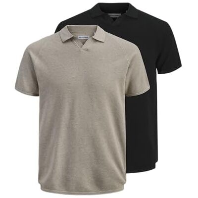 JACK & JONES Jjhill Knit Split Neck Ss26 2Pk Mp JACK & JONES Jjhill Knit Split Neck Ss26 2Pk Mp