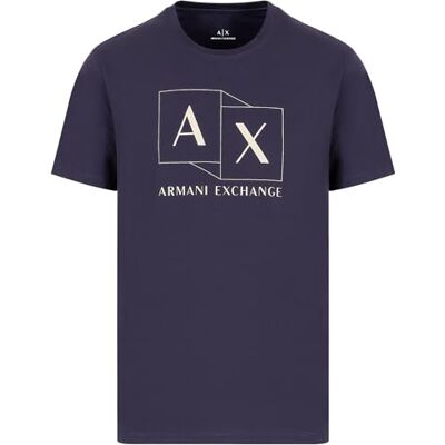 Armani Exchange Men's Slim Fit Mercerized Cotton Jersey AX Box Logo Tee, Night Sky, XS Armani Exchange Men's Slim Fit Mercerized Cotton Jersey AX Box Logo Tee, Night Sky, XS