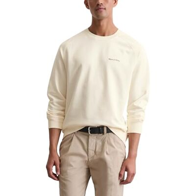 Marc O' Polo Marc OߴPolo Herren Sweatshirt mit Logo-Stickerei Regular Fit, Cremefarben (White Cotton), XL Marc O' Polo Marc OߴPolo Herren Sweatshirt mit Logo-Stickerei Regular Fit, Cremefarben (White Cotton), XL