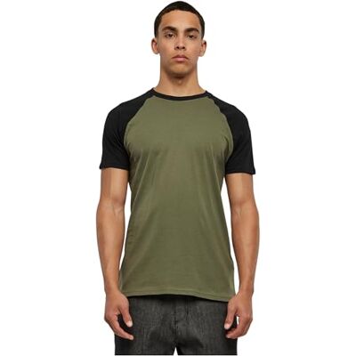 Urban Classics Herren Raglan Contrast Tee T-Shirt, olv/blk, 3XL Urban Classics Herren Raglan Contrast Tee T-Shirt, olv/blk, 3XL