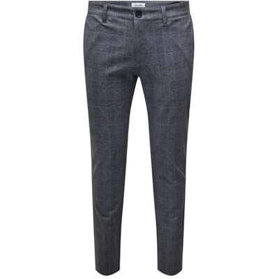 Only & Sons O&S Stoffhose Chino Elegante Business Pants Karierte Stretch Trousers Slim Fit Tapered Leg ONSMARK, Farben:Blau,Größe-Hosen:W38 L32,Z Länge L30/32/34/36/38:L32 Only & Sons O&S Stoffhose Chino Elegante Business Pants Karierte Stretch Trousers Slim Fit Tapered Leg ONSMARK, Farben:Blau,Größe-Hosen:W38 L32,Z Länge L30/32/34/36/38:L32