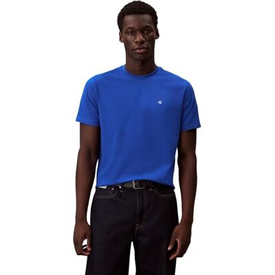 Calvin Herren T-Shirt Kurzarm Classic Monogram Tee mit Rundhalsausschnitt, Blau (Ocean Tides), S Calvin Herren T-Shirt Kurzarm Classic Monogram Tee mit Rundhalsausschnitt, Blau (Ocean Tides), S