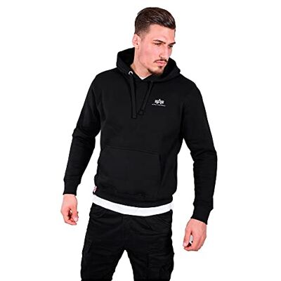 Alpha Basic Hoody Small Logo Kapuzensweat für Herren Black Alpha Basic Hoody Small Logo Kapuzensweat für Herren Black