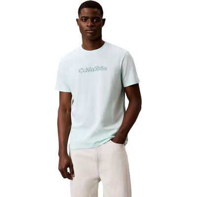 Calvin Herren Ss 30S EU SPW Puff Stndrd Graphi LV04LG809G Graphic Tees, Grün (Glacier Mist), L Calvin Herren Ss 30S EU SPW Puff Stndrd Graphi LV04LG809G Graphic Tees, Grün (Glacier Mist), L