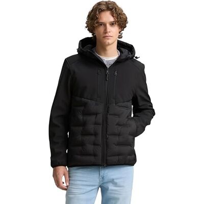 TOM TAILOR Denim Herren Hybrid Steppjacke mit Kapuze TOM TAILOR Denim Herren Hybrid Steppjacke mit Kapuze