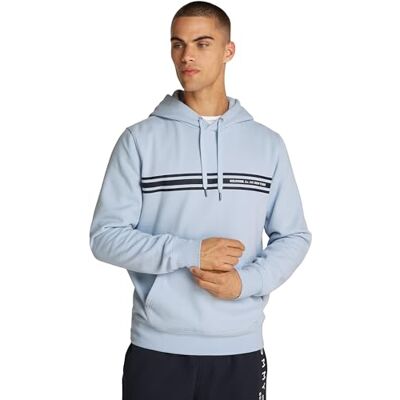 Tommy Hilfiger Herren Hoodie Central Chest Stripe mit Kapuze, Blau (Breezy Blue), L Tommy Hilfiger Herren Hoodie Central Chest Stripe mit Kapuze, Blau (Breezy Blue), L