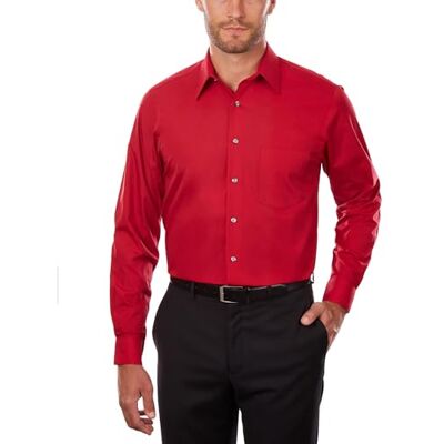 Van Heusen Herren Regular Fit Popeline Solid Klassisches Hemd, Flame, 15.5 Neck / 34-35 Sleeve Van Heusen Herren Regular Fit Popeline Solid Klassisches Hemd, Flame, 15.5 Neck / 34-35 Sleeve