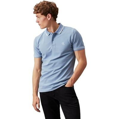Calvin Jeans Herren Poloshirt Kurzarm Slim Fit, Blau (Faded Denim), XS Calvin Jeans Herren Poloshirt Kurzarm Slim Fit, Blau (Faded Denim), XS