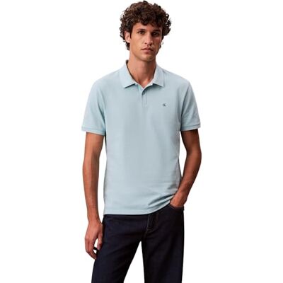 Calvin Herren Poloshirt Kurzarm Monogram Pique aus Baumwolle, Blau (Stratosphere), S Calvin Herren Poloshirt Kurzarm Monogram Pique aus Baumwolle, Blau (Stratosphere), S