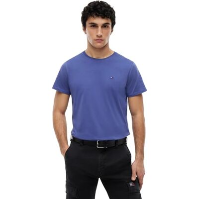 Tommy Jeans Herren T-Shirt Kurzarm TJM Original Slim Fit, Violett (Blue Storm), M Tommy Jeans Herren T-Shirt Kurzarm TJM Original Slim Fit, Violett (Blue Storm), M