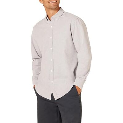 Amazon Herren Langärmeliges Business Oxford-Hemd, Normale Passform, Grau, XS Amazon Herren Langärmeliges Business Oxford-Hemd, Normale Passform, Grau, XS