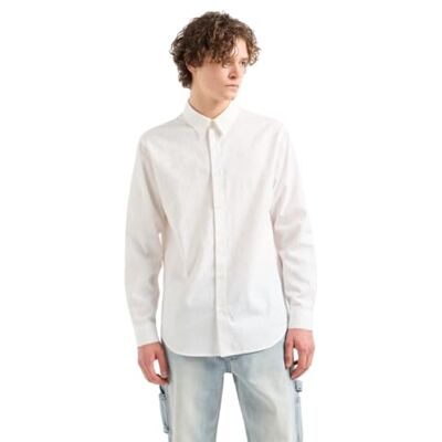 Armani Exchange Men's The Grid, All Over Tonal Logo Shirt Off White,XL Armani Exchange Men's The Grid, All Over Tonal Logo Shirt Off White,XL