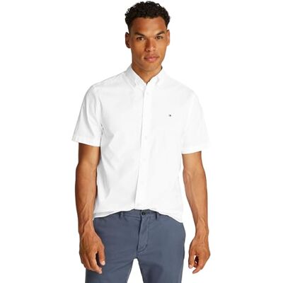 Tommy Hilfiger Herren Hemd Flex Poplin Solid Kurzarm, Weiß (Optic White), XS Tommy Hilfiger Herren Hemd Flex Poplin Solid Kurzarm, Weiß (Optic White), XS