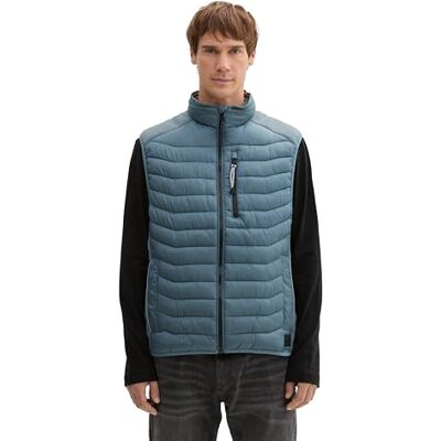 TOM TAILOR Herren Hybrid Steppweste mit Stehkragen,28128 stormy teal, L TOM TAILOR Herren Hybrid Steppweste mit Stehkragen,28128 stormy teal, L