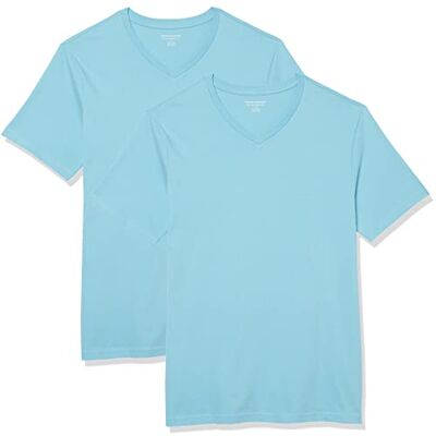 Amazon Herren-T-Shirt, schmale Passform, kurzärmelig, V-Ausschnitt, 2er-Pack, Aquablau, Small Amazon Herren-T-Shirt, schmale Passform, kurzärmelig, V-Ausschnitt, 2er-Pack, Aquablau, Small