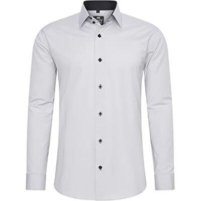 Rusty Neal Herren-Hemd Premium Slim Fit Langarm Stretch Grau Kentkragen Business-Hemd Freizeithemd M Rusty Neal Herren-Hemd Premium Slim Fit Langarm Stretch Grau Kentkragen Business-Hemd Freizeithemd M