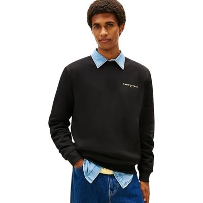 Tommy Jeans Herren Sweatshirt Linear Rundhalsausschnitt, Schwarz (Black), L Tommy Jeans Herren Sweatshirt Linear Rundhalsausschnitt, Schwarz (Black), L
