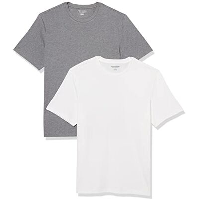 Amazon Herren T-Shirt Regular-Fit Kurzarm Rundhalsausschnitt 2er Pack Grey Heather/White X-Small Amazon Herren T-Shirt Regular-Fit Kurzarm Rundhalsausschnitt 2er Pack Grey Heather/White X-Small