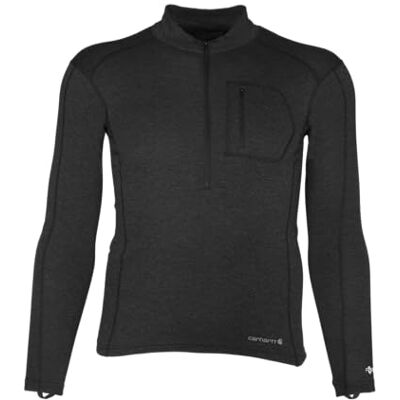Carhartt Force Midweight Herren-Unterhemd aus synthetischer Wollmischung, Viertelreißverschluss, Tasche, Schwarz meliert, XX-Large Carhartt Force Midweight Herren-Unterhemd aus synthetischer Wollmischung, Viertelreißverschluss, Tasche, Schwarz meliert, XX-Large